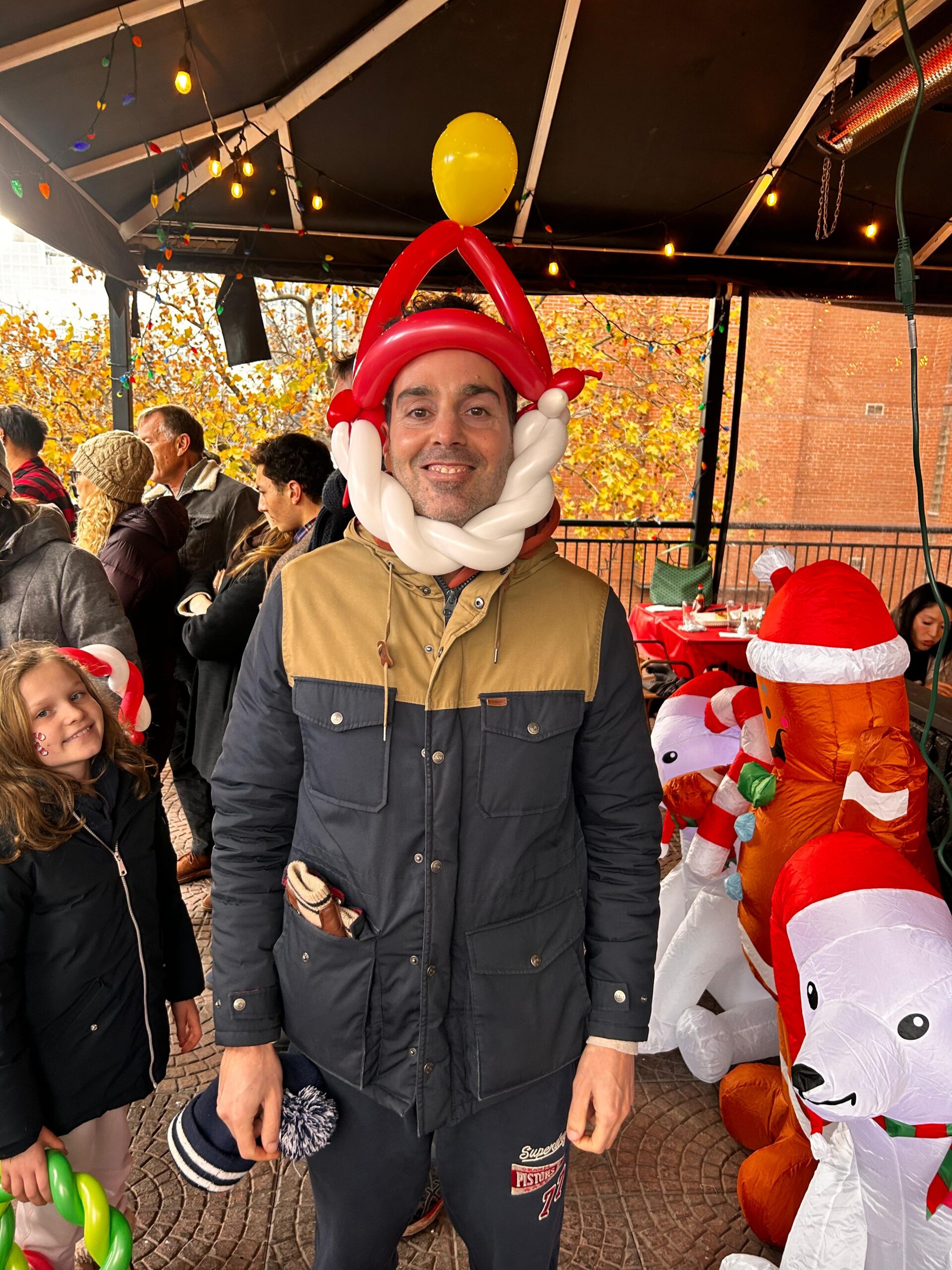 monkey with balloon on head